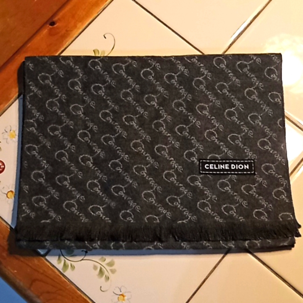 CELINE DION Gray VIP Cashmere Scarf. "Courage" Tour. 72x12. New Without Tag. - Picture 1 of 12